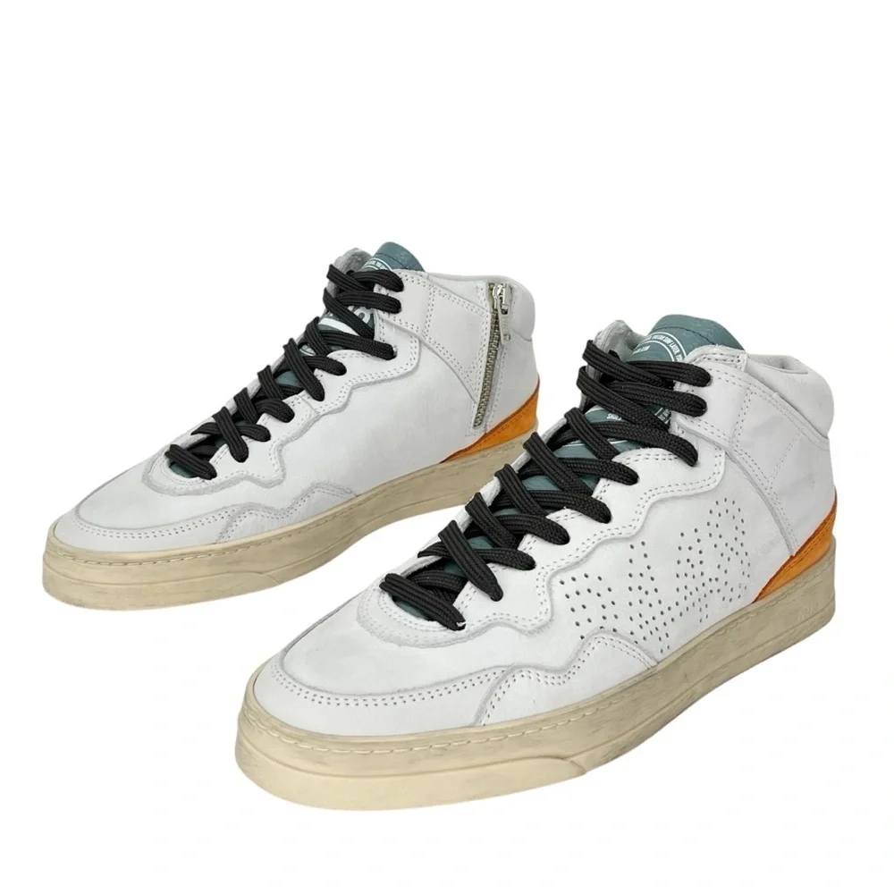 New P448 Balihi High Top Sneaker Women’s Euro Size 39 (US 8.5 - 9) White Orange - Picture 7 of 13